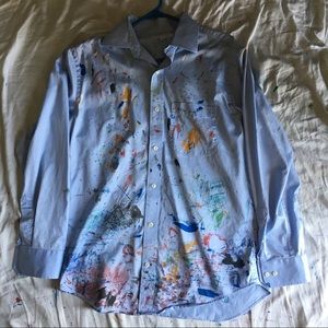 Paint splattered banana republic button down shirt